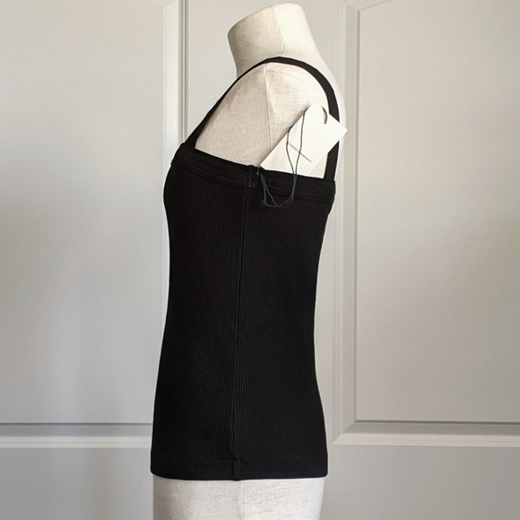 Citizens Of Humanity Florienne Tank Square Neck Rib Knit Fitted Black L NWT - Picture 10 of 15